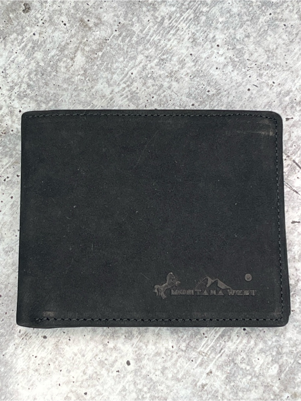 Montana West Black Men's Leather Card & Key Holder with Embossed Logo